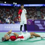 Ganda Putra Indonesia Fajar Alfian/Muhammad Rian Ardianto akhirnya tersingkir dari perempat final bulutangkis ganda putra Olimpiade 2024 Paris usai kalah 22-24, 20-22 dari Liang Wei Keng/Wang Chang (China) di Porte de la Chapelle Arena, Kamis (1/8). (Foto: NOCIndonesia/Naif Muhammad Al'as)