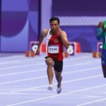 Sprinter Tim Indonesia, Lalu Muhammad Zohri menyebut sudah tampil maksimal usai langkahnya terhenti di babak pertama Olimpiade 2024 Paris.(foto:NOC Indonesia/Naif Muhammad Al'as)