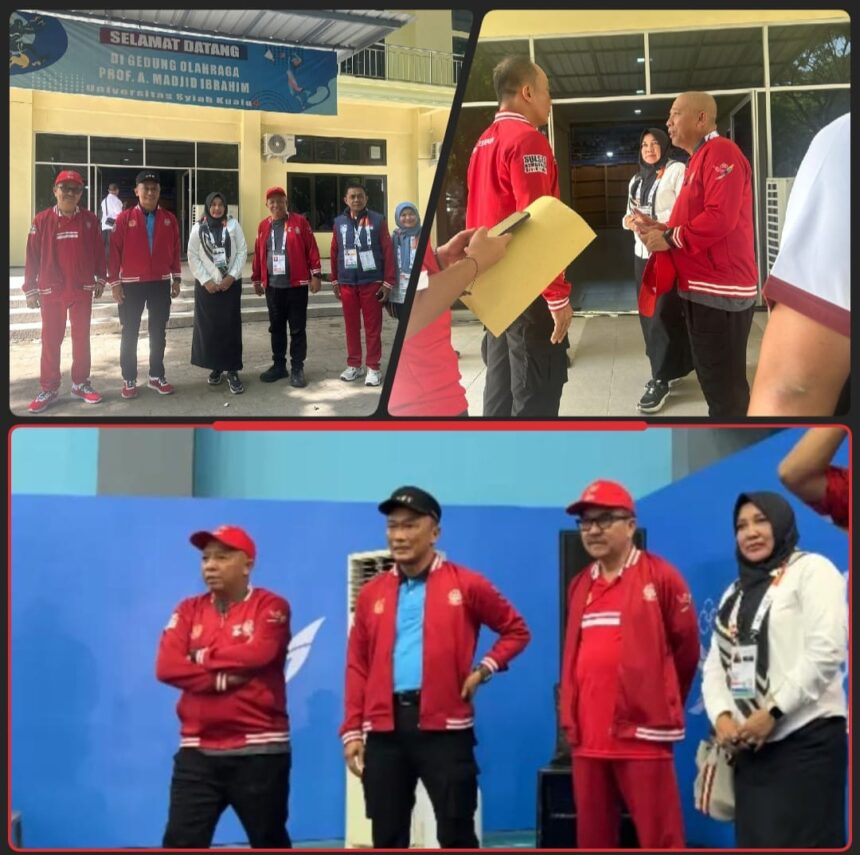 Jajaran Pemda Sulsel termasuk Pj Gubernur, menyaksikan laga di PON Aceh-Sumut 2024. Foto: dok humas