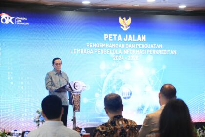 Kepala Eksekutif Pengawas Perbankan OJK Dian Ediana Rae saat memberikan sambutan pada seremonial peluncuran peta jalan LPIP, di Jakarta, Jumat (27/9/2024). Foto: Dok OJK