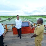 Presiden Jokowi didampingi Ibu Iriana Joko Widodo berkunjung ke Desa Telaga Sari, Distrik Kurik, Kabupaten Merauke, Papua Selatan, Selasa (23/07/2024). Foto: BPMI Setpres/Muchlis Jr