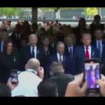 Terlihat Wapres Kamala Harris, Presiden Joe Biden, mantan Wali Kota New York Michael Bloomberg, Capres Donald Trump dan Cawapres J.D. Vance menghadiri Peringatan Tragedi 9/11 di bekas Menara Kembar World Trade Center di New York hari Rabu, 11 September 2024.. Foto: x @theinformant_x