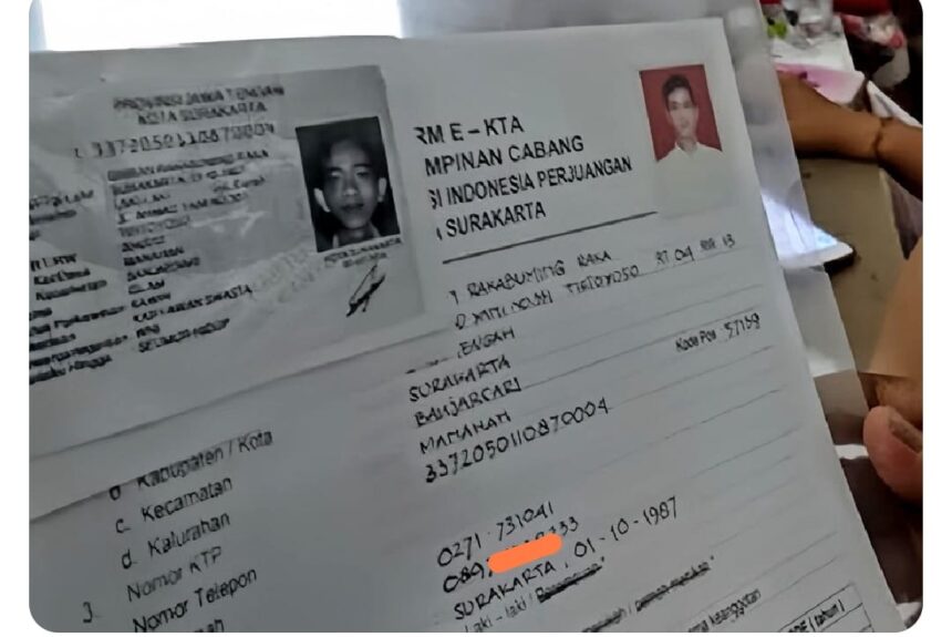 Berkas Gibran Rakabuming saat mendaftarkan diri sebagai calon Wali Kota Solo dengan jelas mencantumkan no ponsel yang sama yang dipakai akun kaskus Fufufafa. Foto: X Anonymous Indonesia @YourAnonId_