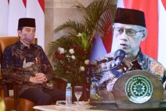 Ketua Umum PP Muhammadiyah, Prof Haedar Nashir, bertemua dengan Presiden Joko Widodo di Kompleks Istana Kepresidenan, Jakarta Pusat, Selasa (17/9/2024). Foto: PP Muhammadiyah