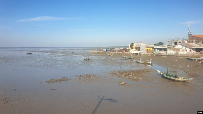 Pantai Kenjeran, lapangan pekerjaan dan tempat tinggal nelayan yang akan terdampak reklamasi pulau baru di timur pesisir Surabaya Petrus Riski/VOA