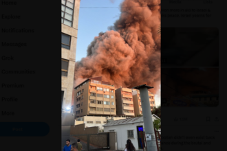 Tampak ledakan akibat serangan udara Israel di Beirut, Libanon. Foto: Tangkapan layar X