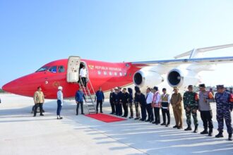 Pesawat Kepresidenan RJ-85 mendarat di Bandara Nusantara pada Selasa, 24 September 2024. Foto: bpmi