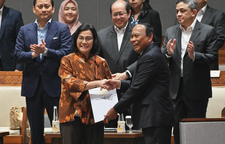 Menteri Keuangan (Menkeu) Sri Mulyani Indrawati menyampaikan bahwa RUU P2APBN 2023 merupakan bentuk pertanggungjawaban dan akuntabilitas Pemerintah atas pelaksanaan APBN TA 2023. Foto: Kemenkeu