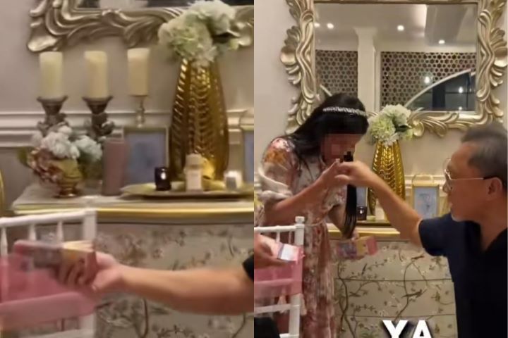 Video Mendag Zulhas berikan duit gepokan sebagai hadiah ulang tahun cucu perempuan. Foto: TikTok, @zul.hasan (tangkap layar)