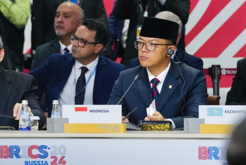 Menteri Luar Negeri RI Sugiono dalam Konferensi Tingkat Tinggi (KTT) BRICS Plus di Kazan, Rusia, Kamis (24/10/2024).