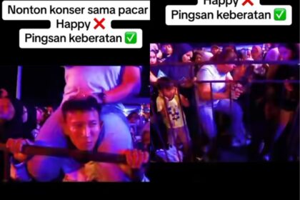 Seorang pria pingsan saat gendong pacarnya diacara musik. Foto: IG, @mygigsmedia