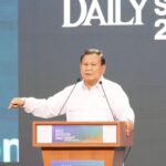 Presiden terpilih Prabowo Subianto saat menghadiri penutupan BNI Investor Daily Summit 2024 dimana Menteri AHY juga hadir. Foto: dok humas