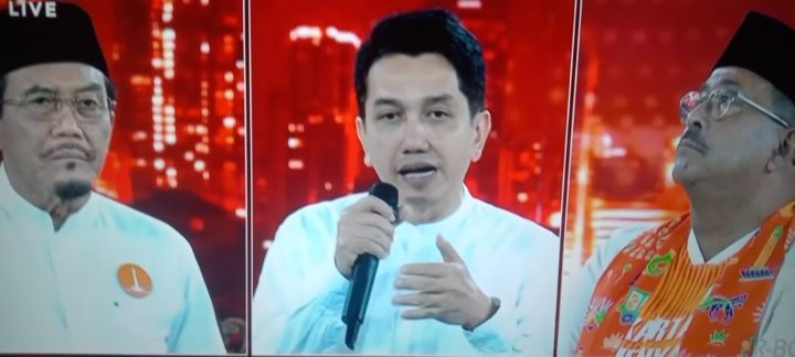 Tiga bacawagub saat melaksanakan debat di JIExpo, Kemayoran, Jakpus.(Foto capture InewsTV)