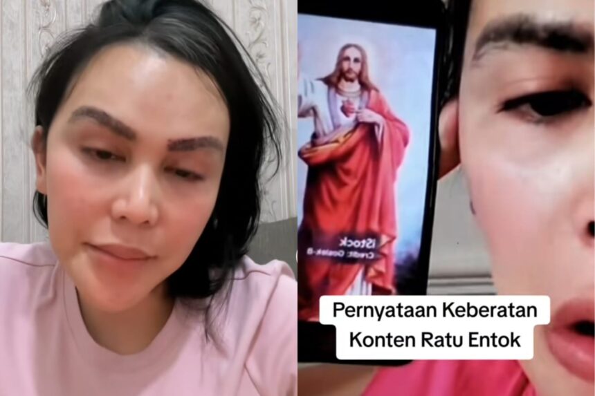 Selebgram Ratu Entok Minta maaf. Foto: TikTok, @ratuentokolshop (tangkap layar)