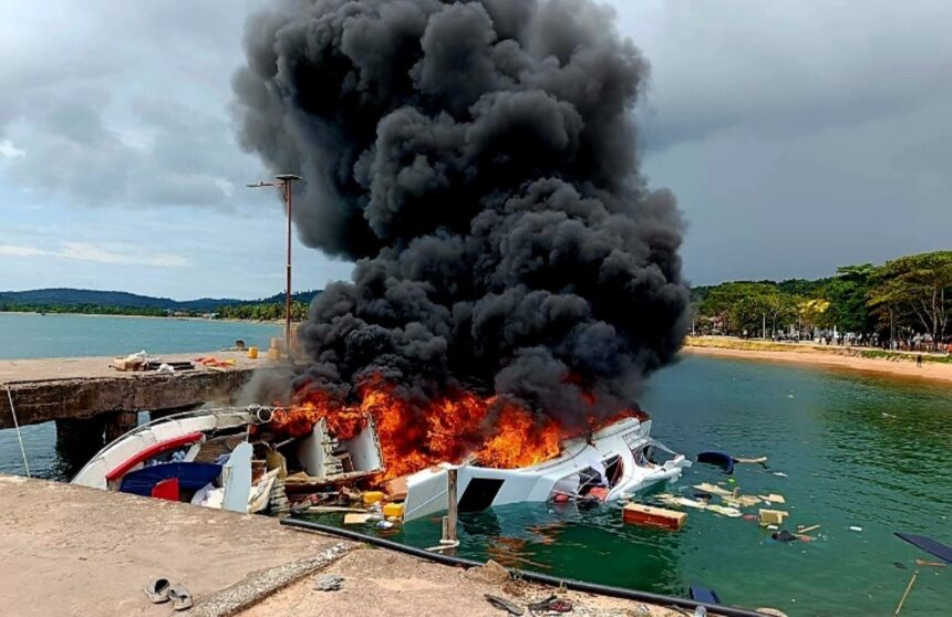 kebakaran speedboat yang menewaskan calon gubernur (cagub) Maluku Utara, Benny Laos