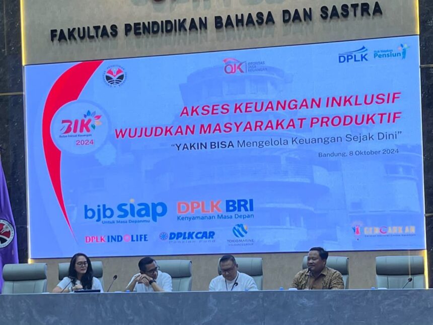 bank bjb dan Industri Jasa Keuangan (IJK) lainnya yang menyelenggarakan literasi keuangan untuk mahasiswa Universitas Pendidikan Indonesia (UPI) Bandung, dalam rangka Bulan Inklusi Keuangan (BIK) Tahun 2024.