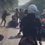 Viral video duel carok di Gresik terekam kamera amatir, kejadian di Jalan Raya Dr Wahidin Sudirohusodo, dekat SPBU arah menuju pintu Tol Kebomas, Gresik, Jawa Timur, Rabu (30/10/2024). Foto: IG, @info.negri (tangkap layar)