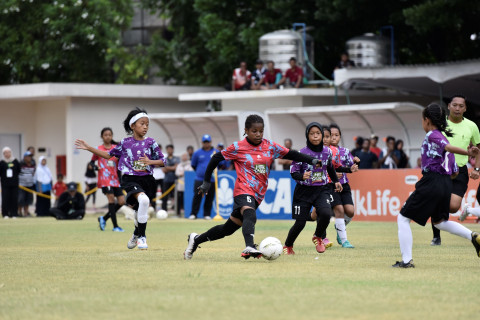 Foto: Aksi Ika Wonda mengolah si kulit bundar yang mengantarkan tim KU 10 SD Kristen Manahan menjadi juara sekaligus mendapat gelar Top Scorer dengan total 43 gol.