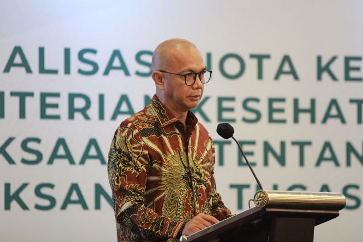 Jaksa Agung Muda Intelijen (Jamintel), Reda Manthovani dalam sosialisasi Nota Kesepahaman antara Kejaksaan RI dengan Kementerian Kesehatan RI di kawasan Jakarta Selatan, Kamis (17/10/2024). Foto: Puspenkum Kejaksaan Agung