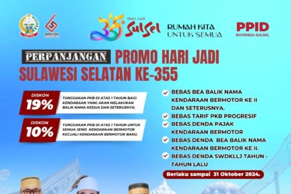 Pemda Sulsel memberikan diskon hingga 19 persen untuk pembayaran pajak kendaraan. Foto: dok humas