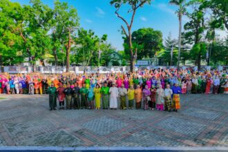 Ragam baju tradisoonal Sulsel warnai perayaan hari Sumpah Pemuda di rumah jabatan Gub Sulsel, Makassar. Foto: dok humas