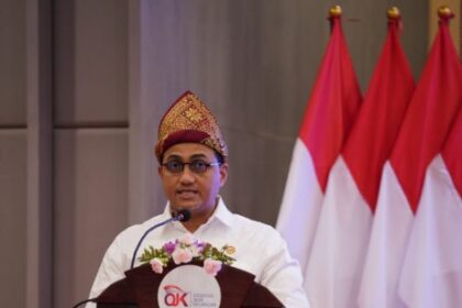 Kepala Eksekutif Pengawas Inovasi Teknologi Sektor Keuangan, Aset Keuangan Digital (IAKD) Hasan Fawzi dalam sambutannya pada acara Digital Financial Innovation (Digination) Day 2024 dengan tema “Digital Transformation 5.0 Peran Financial Technologi dan Blockchain dalam Mentransformasi Layanan Jasa Keuangan dan Meningkatkan Taraf Hidup Masyarakat” yang dilaksanakan di Kantor OJK Provinsi Sumatera Selatan dan Bangka Belitung, Palembang, Jumat (11/10/2024). Foto: Otoritas Jasa Keuangan (OJK)