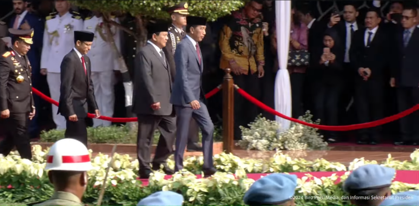 Presiden Joko Widodo memimpin upacara Peringatan Hari Kesaktian Pancasila, di Monumen Pancasila Sakti, Lubang Buaya, Jakarta Timur, Selasa (1/10/2024). Foto: Tangkapan YouTube BPMI Setpres