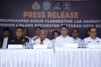 BNN saat gelar konferensi pers terkait penggerebekan clandestine laboratory. Foto: BNN