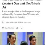 Tangkapan layar artikel The New York Times terkait skandal keluarga mantan presiden Jokowi. Foto: tangkapan layar The New York Times.