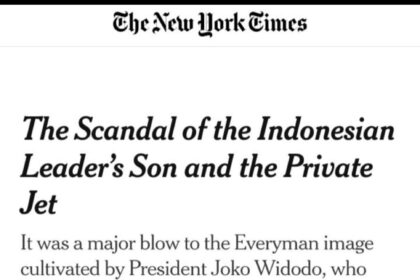 Tangkapan layar artikel The New York Times terkait skandal keluarga mantan presiden Jokowi. Foto: tangkapan layar The New York Times.