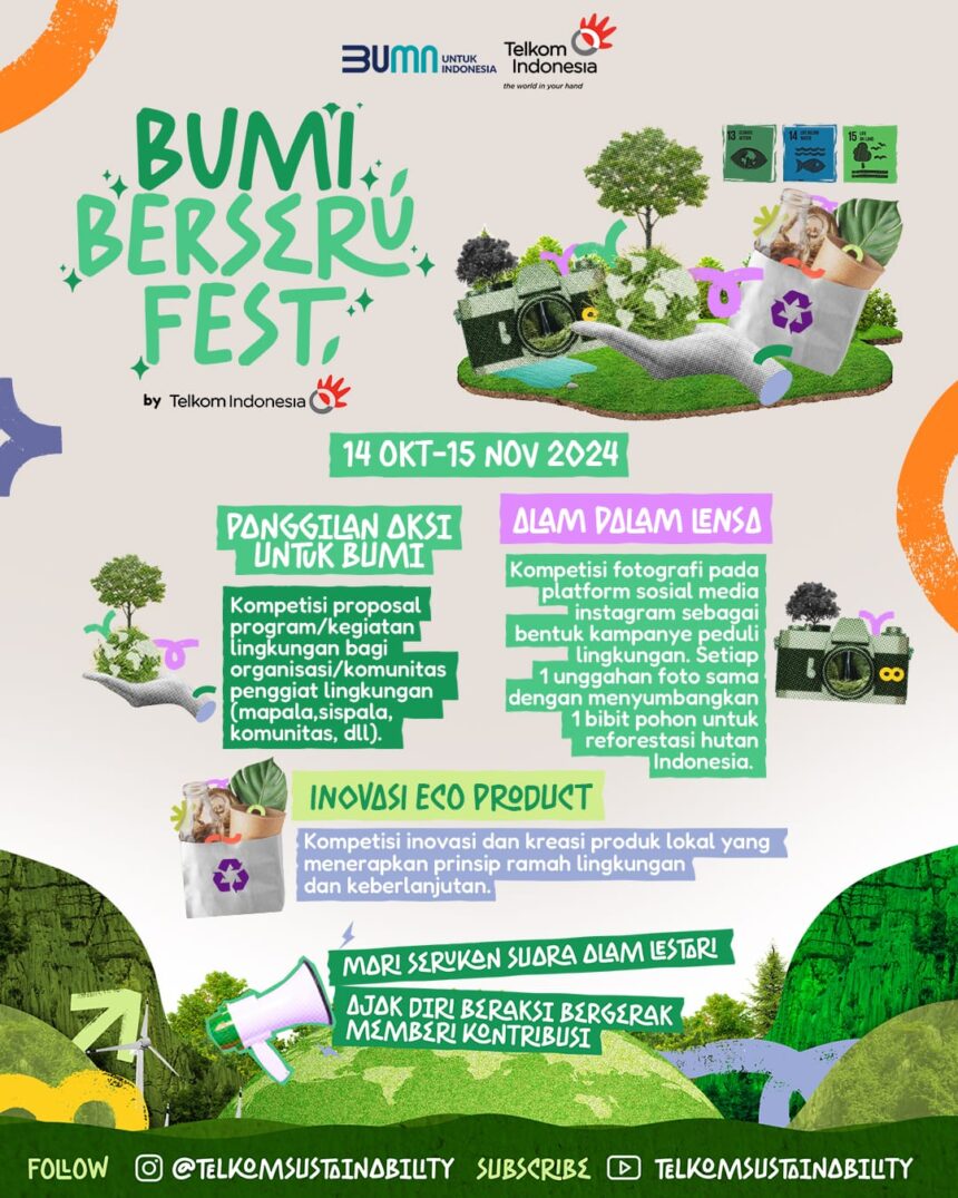 Kompetisi Bumi Berseru Fest terbuka untuk masyarakat sejak tanggal 14 Oktober hingga 15 November 2024. Foto: Telkom Indonesia