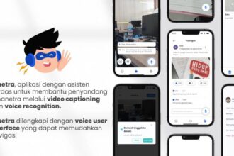 Aplikasi bernama Ainetra ini hadir dengan dilengkapi asisten cerdas berbasis Voice User Interface (VUI) dan Realtime Video to Voice Recognition untuk mendampingi keseharian penggunanya. Foto: ITS