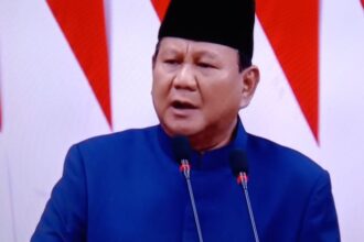 Presiden terpilih, Prabowo Subianto saat menyampaikan pidato politiknya.(Foto screenshot YT)