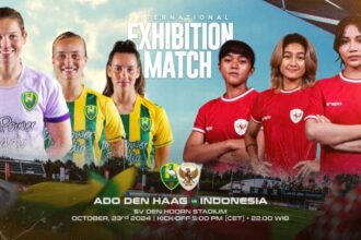 Timnas Putri Indonesia hari ini akan melakukan laga uji coba internasional menghadapi klub asal Belanda, ADO Den Haag. Foto: PSSI