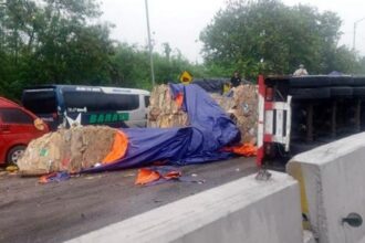 Kecelakaan beruntun di Tol Cipularang KM 92. Foto: Humas Polri