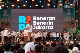 Cagub nomor 1, Ridwan Kamil saat kampanye RIDO.(Foto Sofian/ipol.id