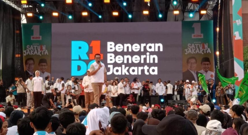 Cagub nomor 1, Ridwan Kamil saat kampanye RIDO.(Foto Sofian/ipol.id