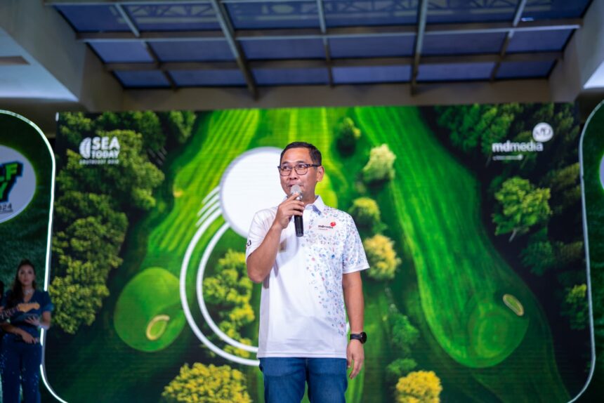 Sambutan oleh Direktur Utama MDMedia Arif Prabowo pada acara SEA Today Golf Day 2024 di Rainbow Hills Golf Club pada Sabtu (9/11/2024). Foto: Telkom Indonesia