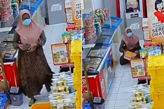 Viral perempuan nekat mencuri dua kotak susu di minimarket. Foto: IG, @mygigsmedia (tangkap layar)