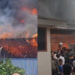 Kebakaran melanda sebuah gudang wallpaper yang berlokasi di Jalan Muara Baru, Penjaringan, Jakarta Utara, pada Jumat (15/11/2024). Foto: IG, @jkt.info (tangkap layar)