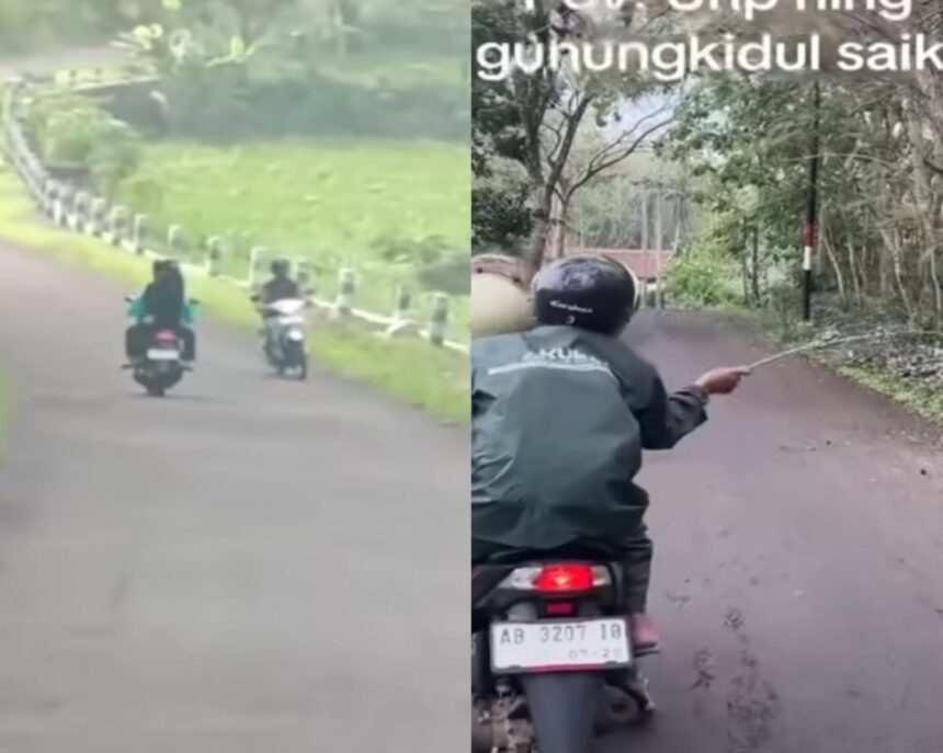 Viral warga menghindari Ulat Jati bergelantungan di udara. Foto: IG, @yogyakarta.keras. (tangkap layar)