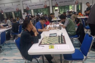 Antusias peserta di babak Kelima JAPFA FIDE Rated Chess Tournament 2024 Gedung Serbaguna Senayan, Jakarta, Senin (18/11/2024).