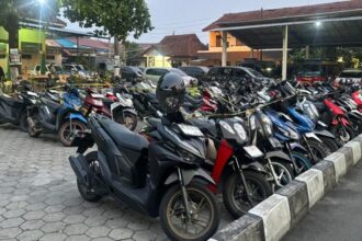 Puluhan kendaraan yang diamankan Polres Bantul. Foto: dok. Polres Bantul