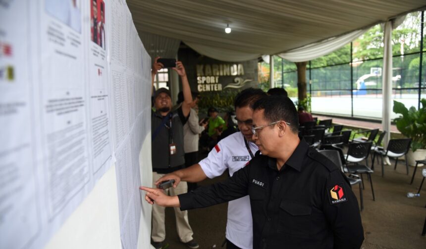 Anggota Bawaslu Puadi mengecek DPT di TPS 028 Sukabumi Utara, Kecamatan Kebon Jeruk, Jakarta, Rabu (27/11/2024).