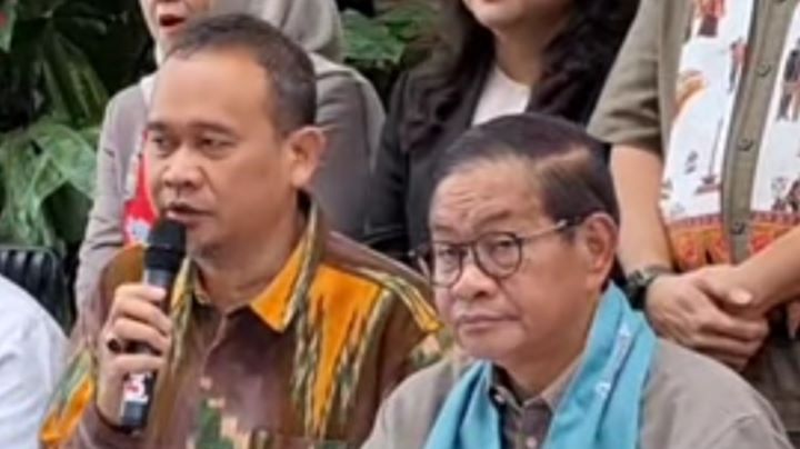 Cagub nomor urut 3, Pramono Anung (kanan) saat deklarasi kemenangan 1 putaran.(Foto capture YT).