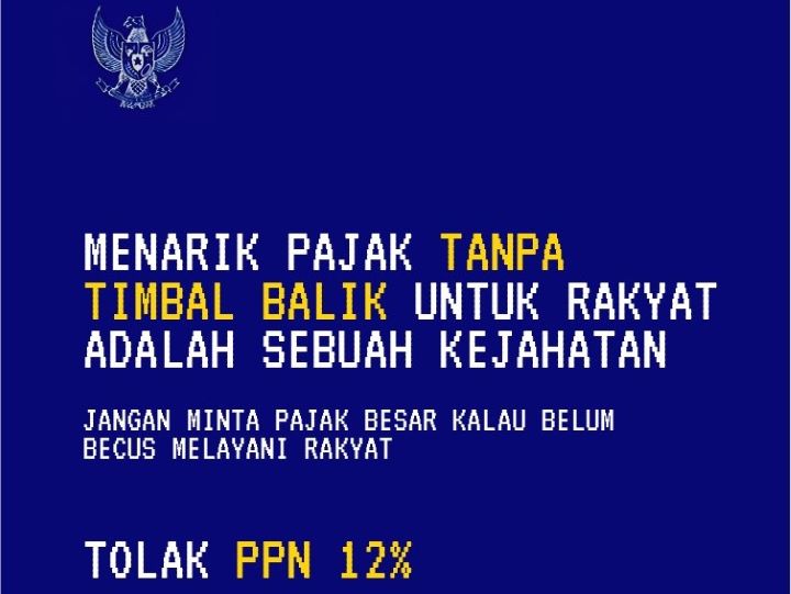 Heboh Petisi tolak PPN 12 persen itu disebar dengan gambar, dengan garuda pancasila berlatar belakang biru. Foto: X, @barengwarga (tangkap layar)