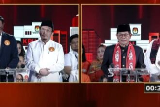 Cawagub Suswono dan Rano saat debat, Minggu (17/11/2024).(Foto screenshot YT)