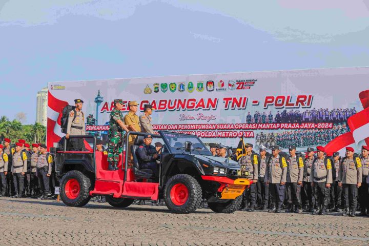 Apel gabungan TNI-POLRI dalam rangka menjaga keamanan pilkada Jakarta 2024.(foto dok pemprov DKI)