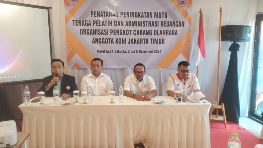 Sebanyak 90 peserta mengikuti penataran peningkatan mutu tenaga pelatih dan administrasi keuangan Pengurus Kota (Pengkot) cabang olahraga Jakarta Timur yang dilaksanakan 2-5 Desember 2024 di Hotel Azka, Jakarta Timur. Ist