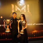 Pembalap Honda Racing Indonesia , Avila Bahar yang hadir bersama kekasihnya, Thalia Syamsi tampak begitu sumringah usai acara